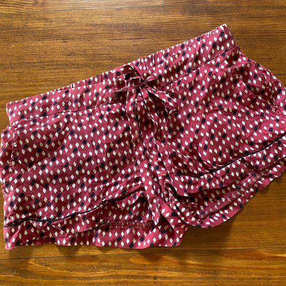 Free People silky boxer red & black diamond print shorts XS - Picture 1 of 4